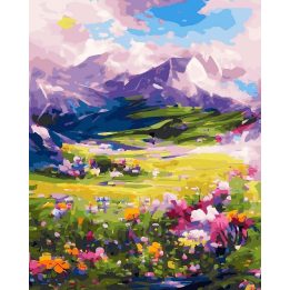 Tapyba pagal skaičius Kalnų pieva su gėlėmis 40 × 50 cm