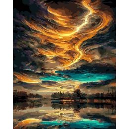 Tapyba pagal skaičius Fantazijos dangus virš ežero 40 × 50 cm