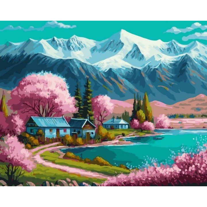 Tapyba pagal skaičius Spring Lake (kalnų kaimas), 40 × 50 cm