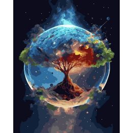 Tapyba pagal skaičius Didingas rudens gyvybės medis 40 × 50 cm