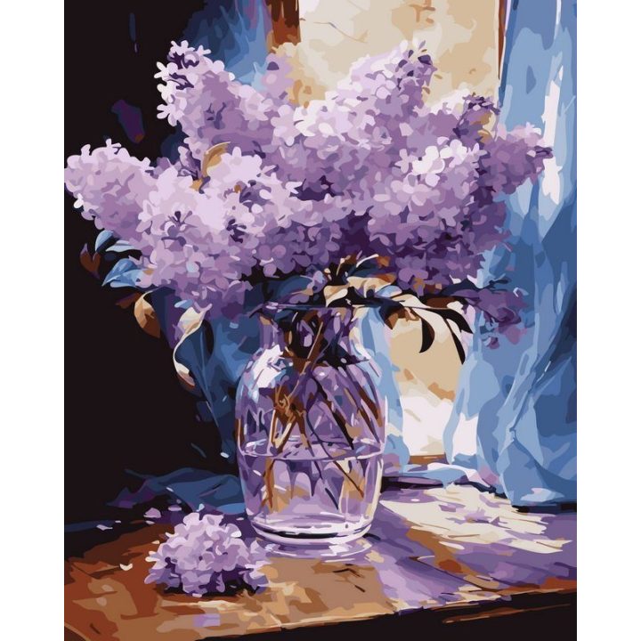 Tapyba pagal skaičius Alyvų puokštė vazoje 40 × 50 cm