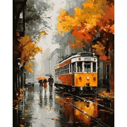 Tapyba pagal skaičius Rudens tramvajus 40 × 50 cm