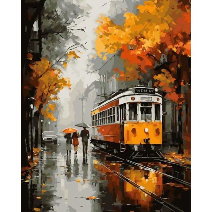 Tapyba pagal skaičius Rudens tramvajus 40 × 50 cm
