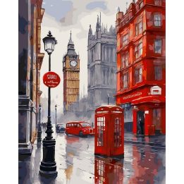 Tapyba pagal skaičius Londono gatvė su Big Benu 40 × 50 cm