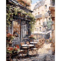 Tapyba pagal skaičius Jauki Paryžiaus kavinė 40 × 50 cm