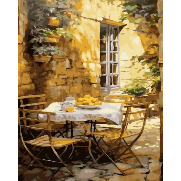 Tapyba pagal skaičius Provanso terasos pusryčiai 40 × 50 cm