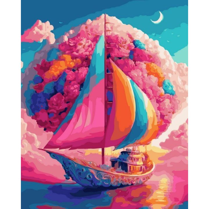 Tapyba pagal skaičius Spalvingas laivas 40 × 50 cm