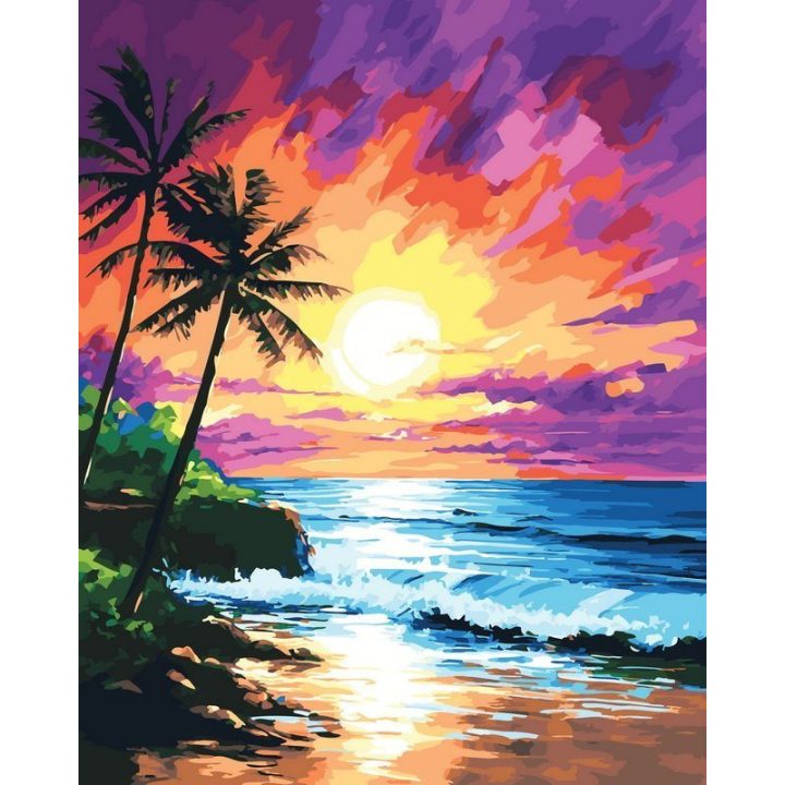 Gyvybingas paplūdimys — tapyba pagal skaičius 40 × 50 cm