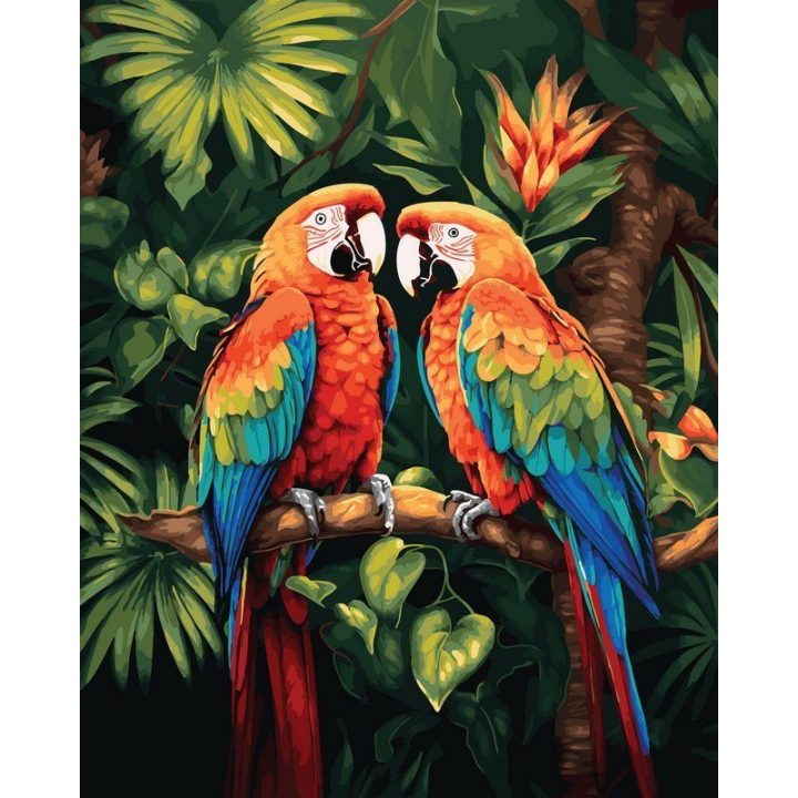 Tapyba pagal skaičius Papūgos džiunglėse 40 × 50 cm