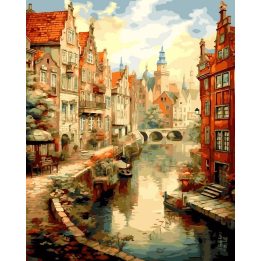 Tapyba pagal skaičius Senamiesčio kanalo gatvė, 40 × 50 cm