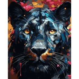 Tapyba pagal skaičius Juodosios panteros portretas 40 × 50 cm