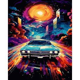 Tapyba pagal skaičius Neoninis naktinis važiavimas 40 × 50 cm