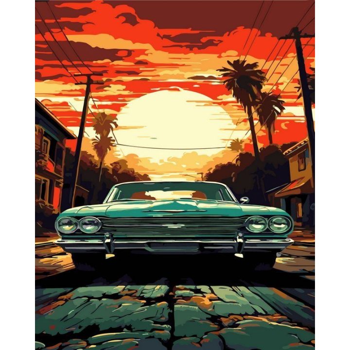 Tapyba pagal skaičius — Senovinis automobilis, 40 × 50 cm