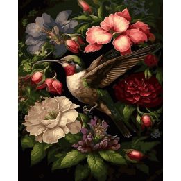 Tapyba pagal skaičius Kolibris tarp žiedų 40 × 50 cm