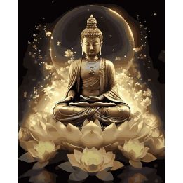 Tapyba pagal skaičius Auksinio Budos meditacija 40 × 50 cm