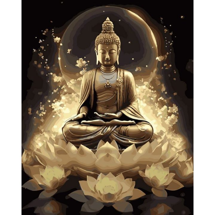 Tapyba pagal skaičius Auksinio Budos meditacija 40 × 50 cm