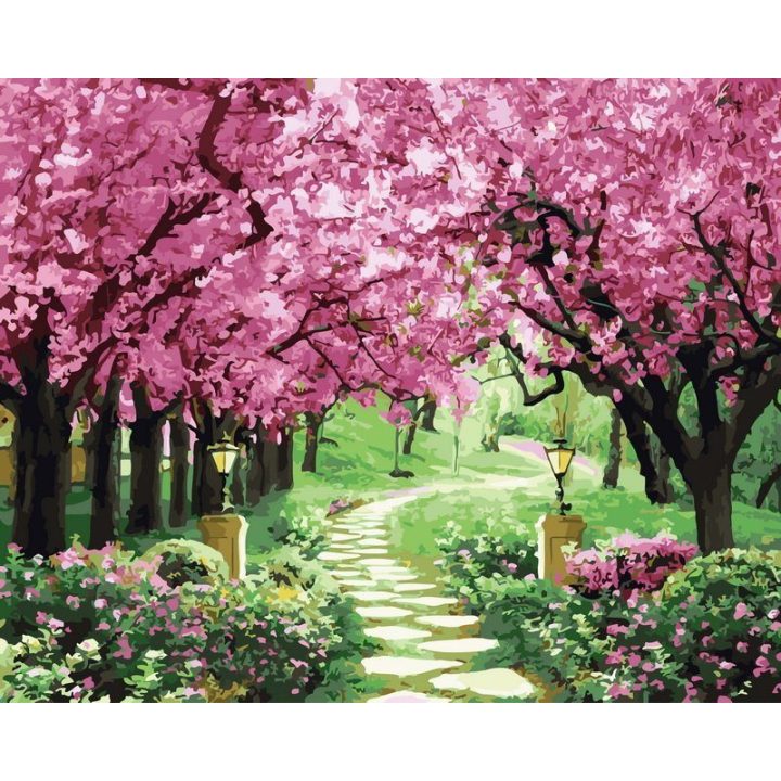 Tapyba pagal skaičius Vyšnių žiedų sodo takas 40 × 50 cm