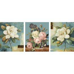 Tapyba pagal skaičius Klasikinė magnolija, triptikas 40 × 50 × 3 cm