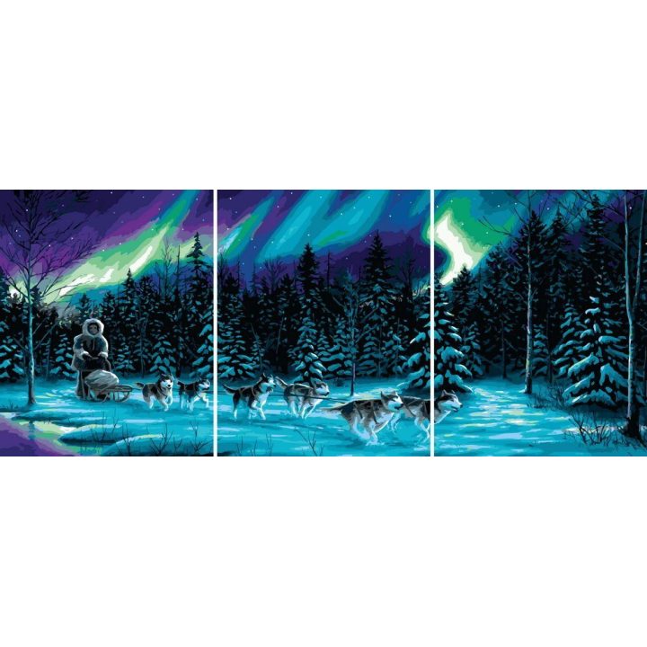 Tapyba pagal skaičius Šiaurės pašvaistės ir haskių rogių komanda 40 × 50 × 3 cm