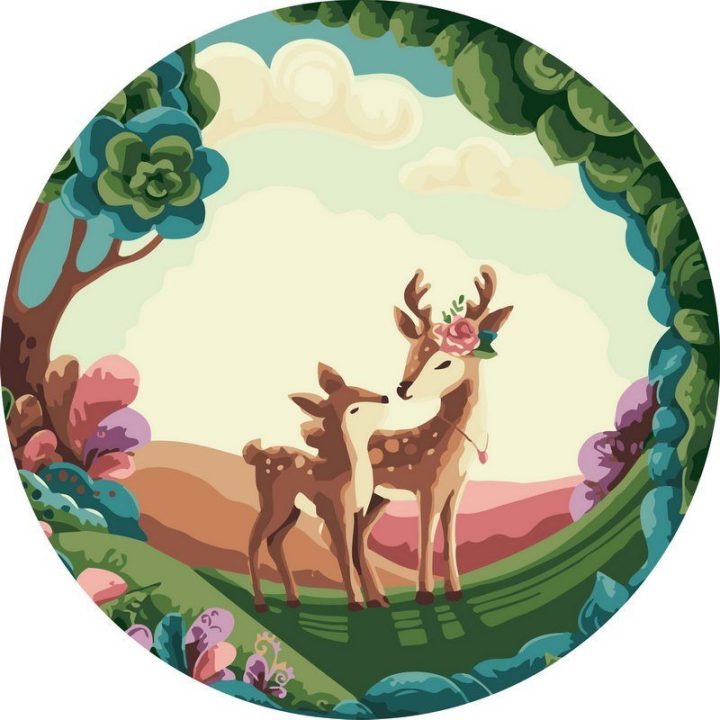 Tapyba pagal skaičius Miela elnių pora miško proskynoje 40 × 40 cm