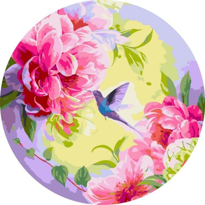 Tapyba pagal skaičius Bijūnai ir kolibris, 40 × 40 cm