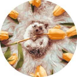 Tapyba pagal skaičius Mažas ežiukas su tulpėmis, 40 × 40 cm