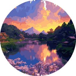 Tapyba pagal skaičius Spalvingas kalnų ežeras 40 × 40 cm