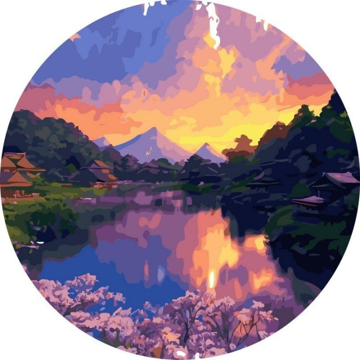 Tapyba pagal skaičius Spalvingas kalnų ežeras 40 × 40 cm