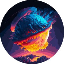 Tapyba pagal skaičius — Neoninė planeta, 40 × 40 cm