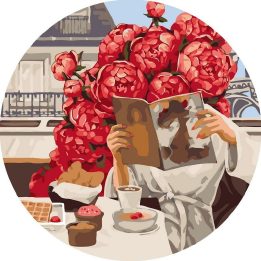 Tapyba pagal skaičius Rytinė kava Paryžiuje 40 × 40 cm, komplektas su akriliniais dažais
