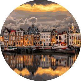 Tapyba pagal skaičius Auksinio saulėlydžio uosto miestas 40 × 40 cm