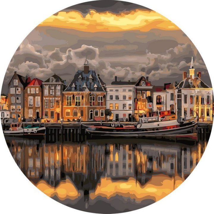 Tapyba pagal skaičius Auksinio saulėlydžio uosto miestas 40 × 40 cm