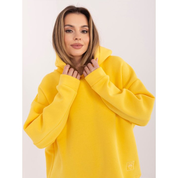 Moteriškas džemperis su gobtuvu geltonas
