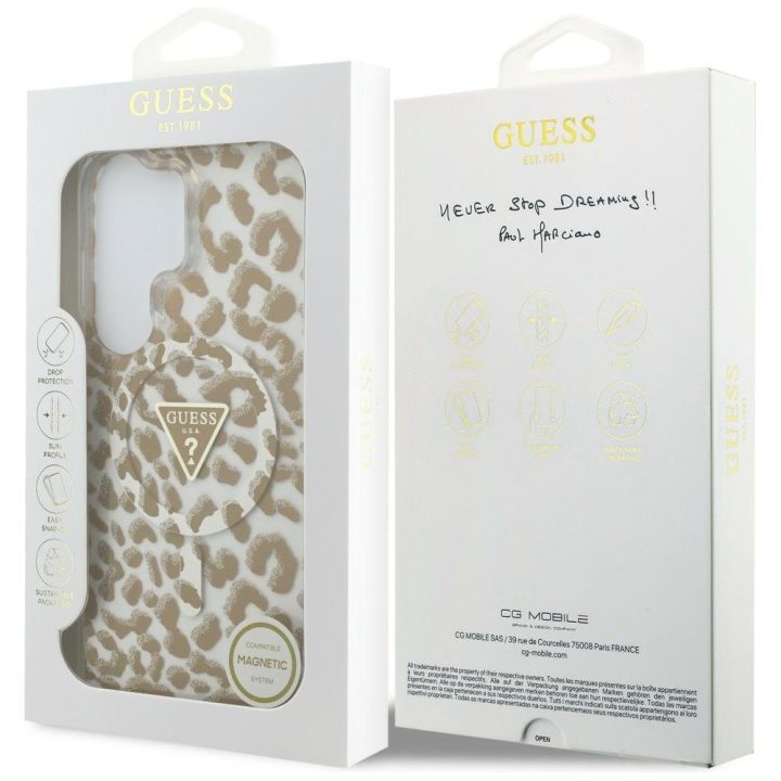Dėklas leopardinis, rudas su MagSafe Guess