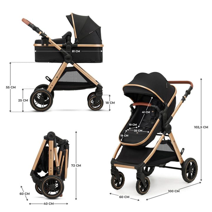 Vaikiškas vežimėlis 3 v 1 ESME Pure Black Kinderkraft