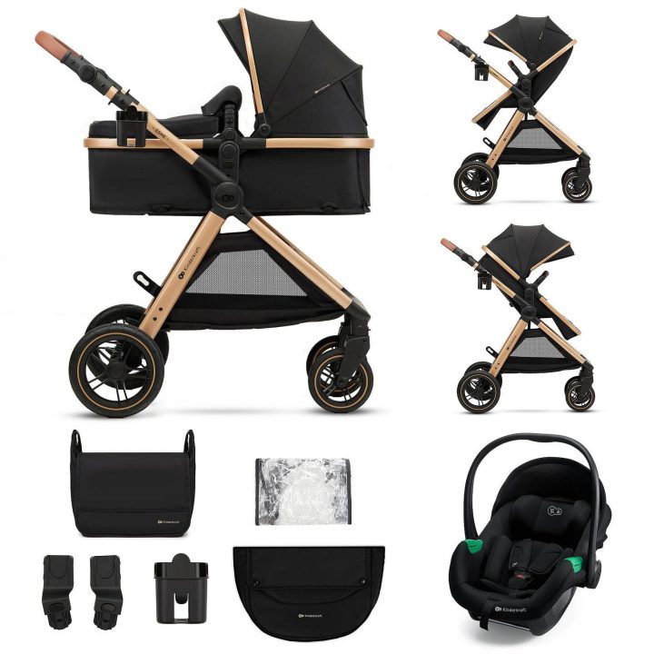 Vaikiškas vežimėlis 3 v 1 ESME Pure Black Kinderkraft