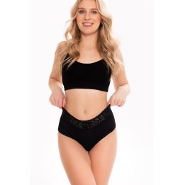 Moteriškos braziliankės iš medvilnės juodos Cotton Mood