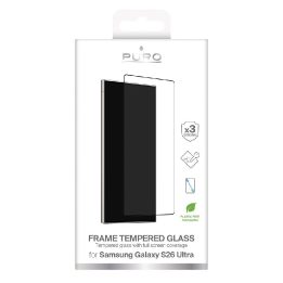 Grūdintas stiklas Samsung Galaxy S26 Ultra su juodu rėmeliu Puro
