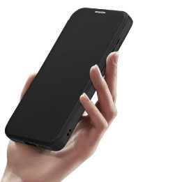 Dėklas Samsung Galaxy S26+ iš dirbtinės odos, juodas Dux Ducis