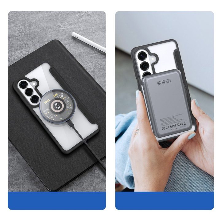 Dėklas Samsung Galaxy S26+ iš dirbtinės odos, juodas Dux Ducis