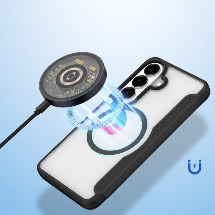 Dėklas Samsung Galaxy S26+ iš dirbtinės odos, juodas Dux Ducis