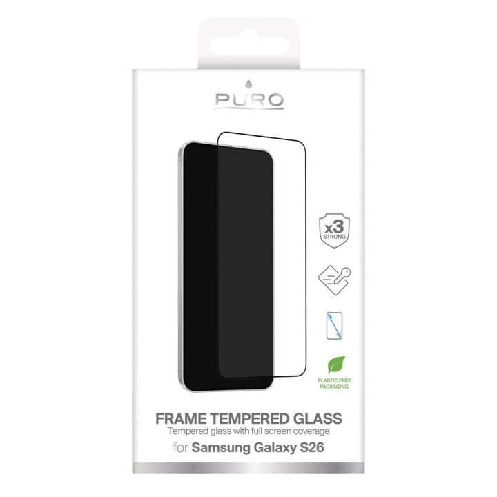 Apsauginis grūdintas stiklas Samsung Galaxy S26, juodas Puro