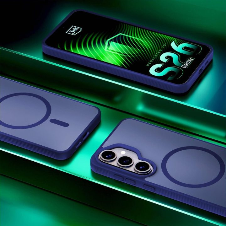 Dėklas Samsung Galaxy S26, MagSafe suderinamas, tamsiai mėlynas 3mk Smoke