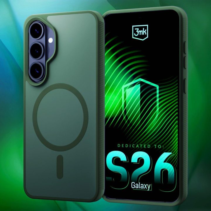 Dėklas Samsung Galaxy S26, pusiau permatomas žalias, 3mk Smoke MagCase