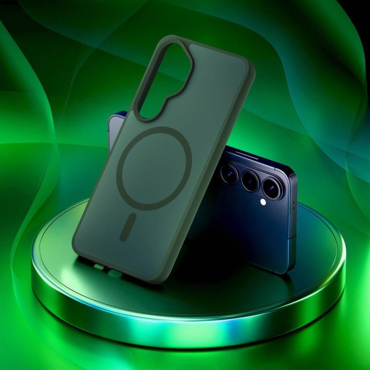 Dėklas Samsung Galaxy S26, pusiau permatomas žalias, 3mk Smoke MagCase