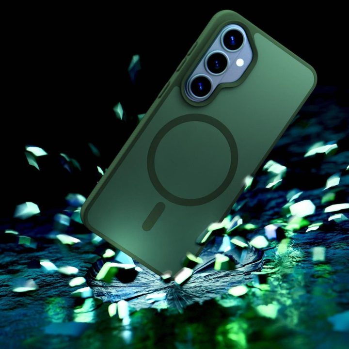 Dėklas Samsung Galaxy S26+ pusiau permatomas, žalias 3mk Smoke MagCase