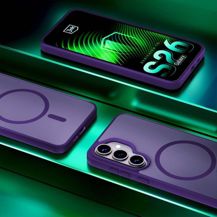 Telefono dėklas suderinamas su MagSafe, violetinės spalvos 3mk Smoke MagCase