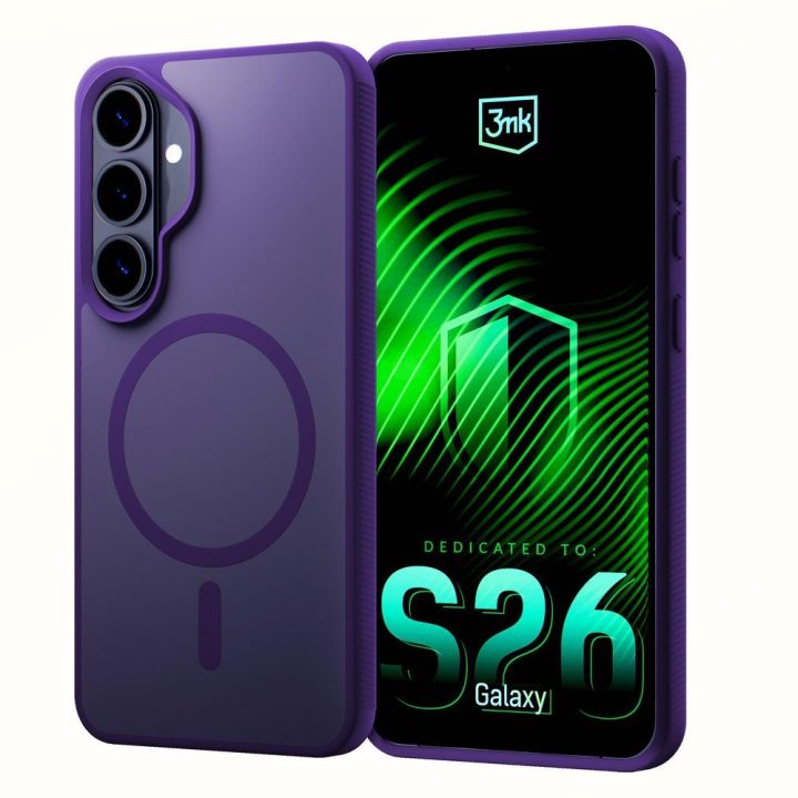 Dėklas telefonui Samsung Galaxy S26+ suderinamas su MagSafe, violetinis 3mk Smoke MagCase
