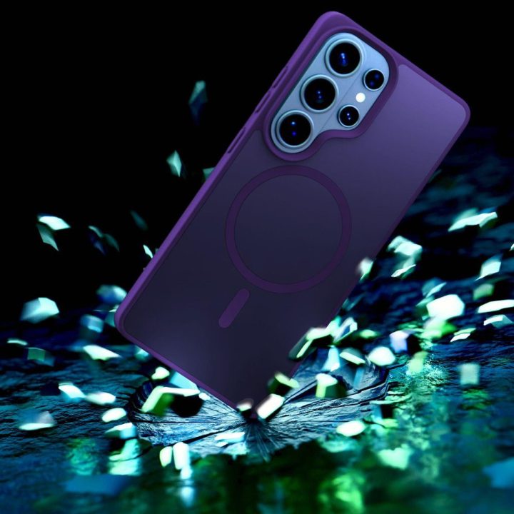 Dėklas telefonui MagSafe suderinamas, violetinis polikarbonatas 3mk Smoke MagCase