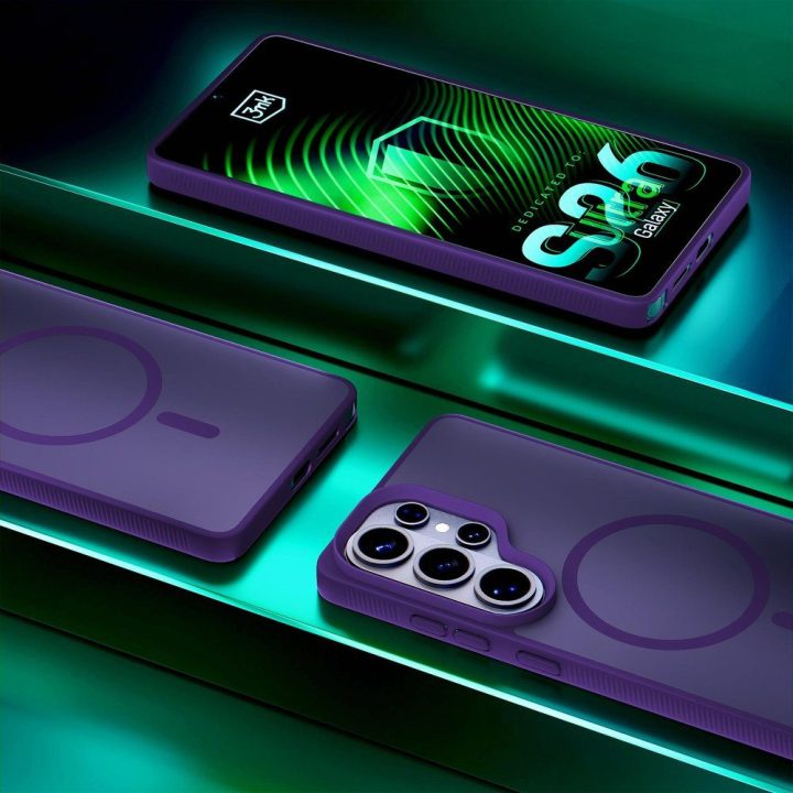 Dėklas telefonui MagSafe suderinamas, violetinis polikarbonatas 3mk Smoke MagCase